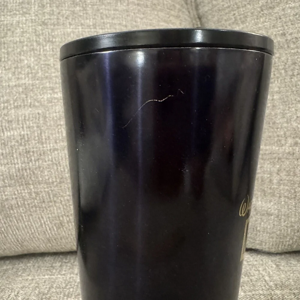 Disney World Starbucks 50th Anniversary Black Gold Metal Cold Tumbler No straw
